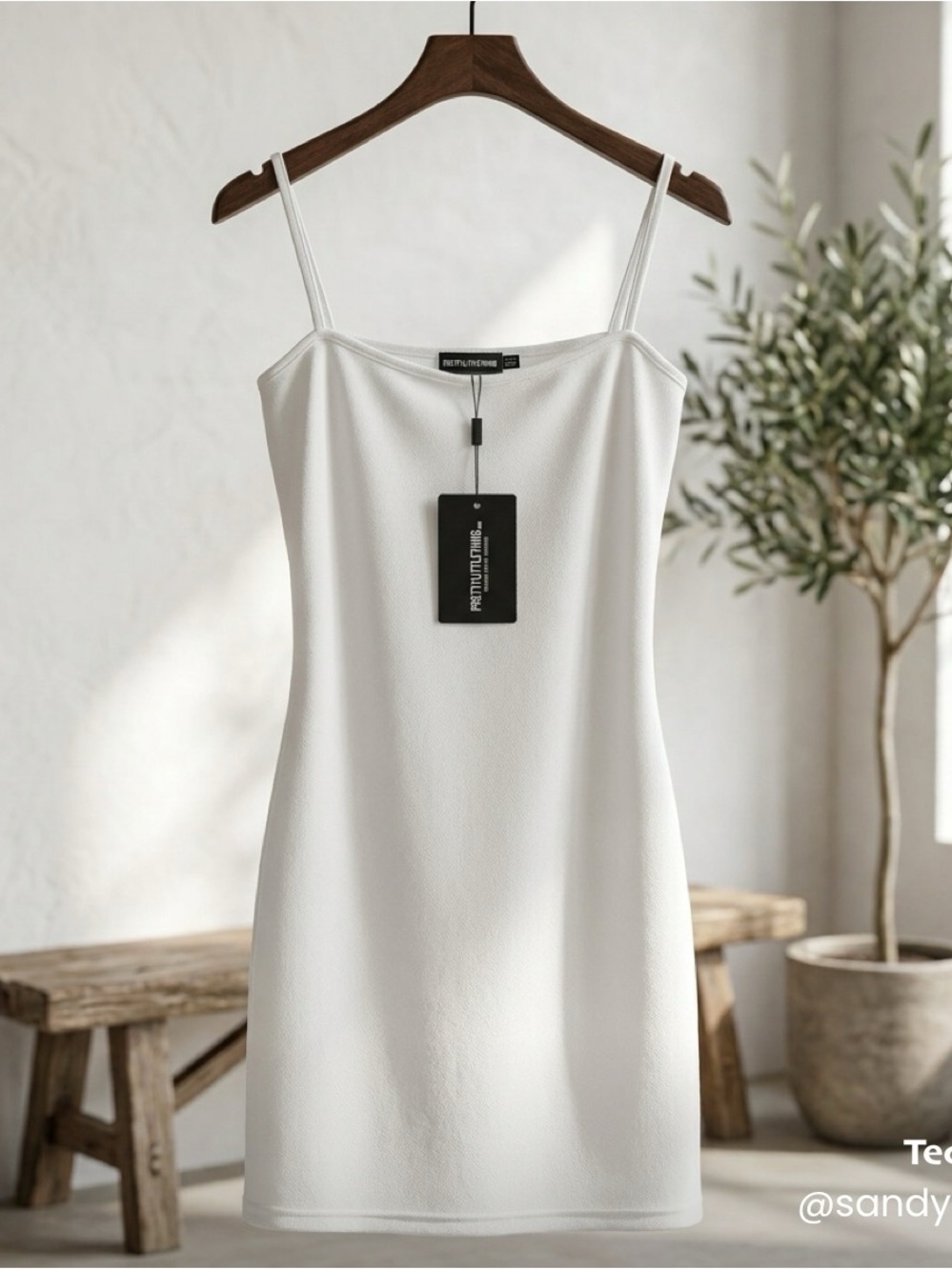 PrettyLittleThing White Mini Slip Dress with Spaghetti Straps